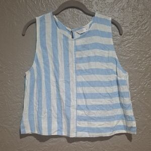 LC Lauren Conrad Sky Blue and White Striped Tank Top Size L